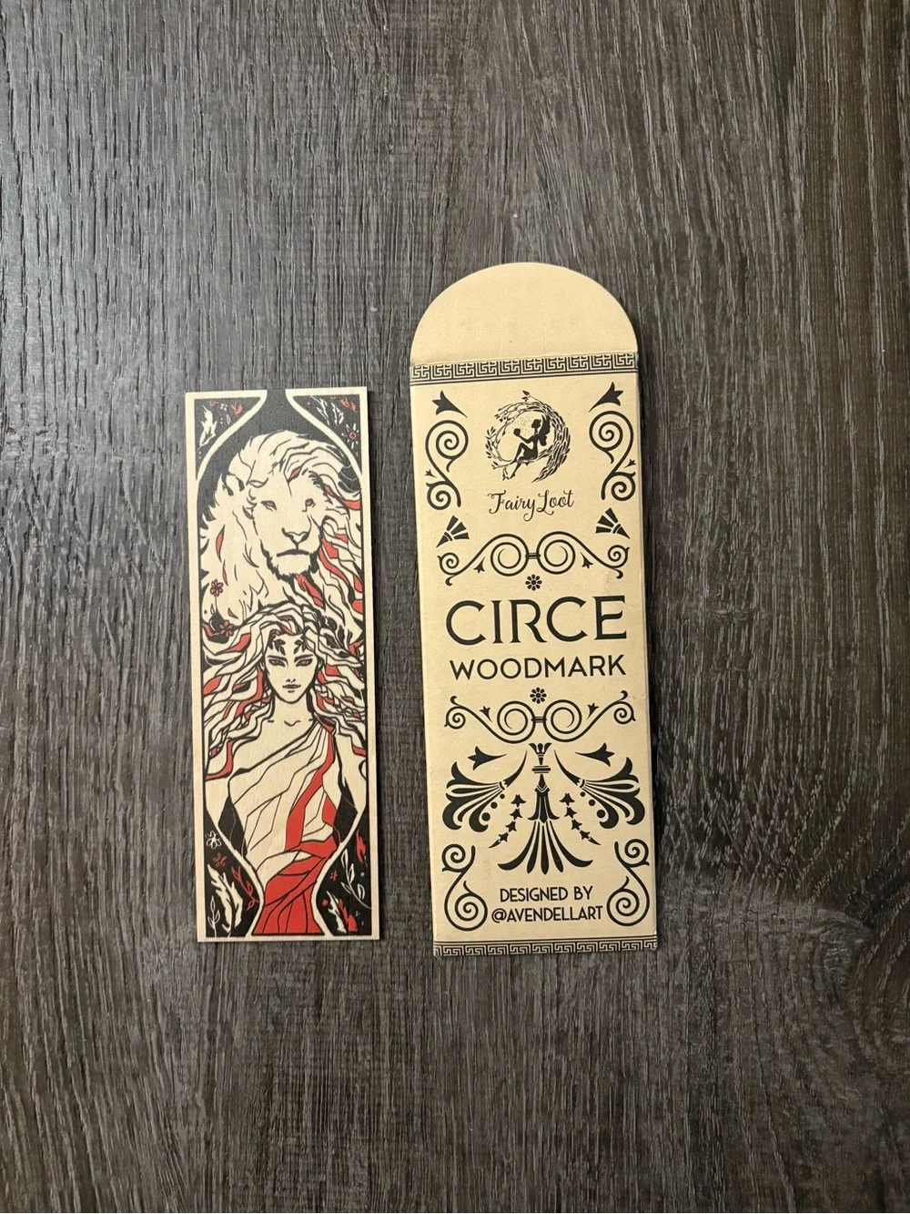 Circe Woodmark Wooden Bookmark by FairyLoot - Black and Red